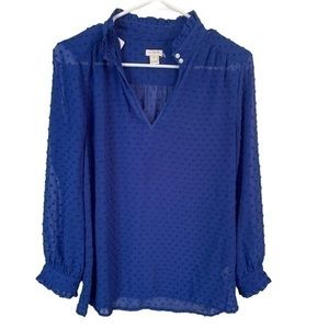 J Crew Swiss Dot Keyhole Shirt Size 4
